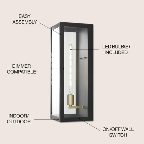 Berlin modern industrial indoor/outdoor rectangular iron/glass led outdoor lantern