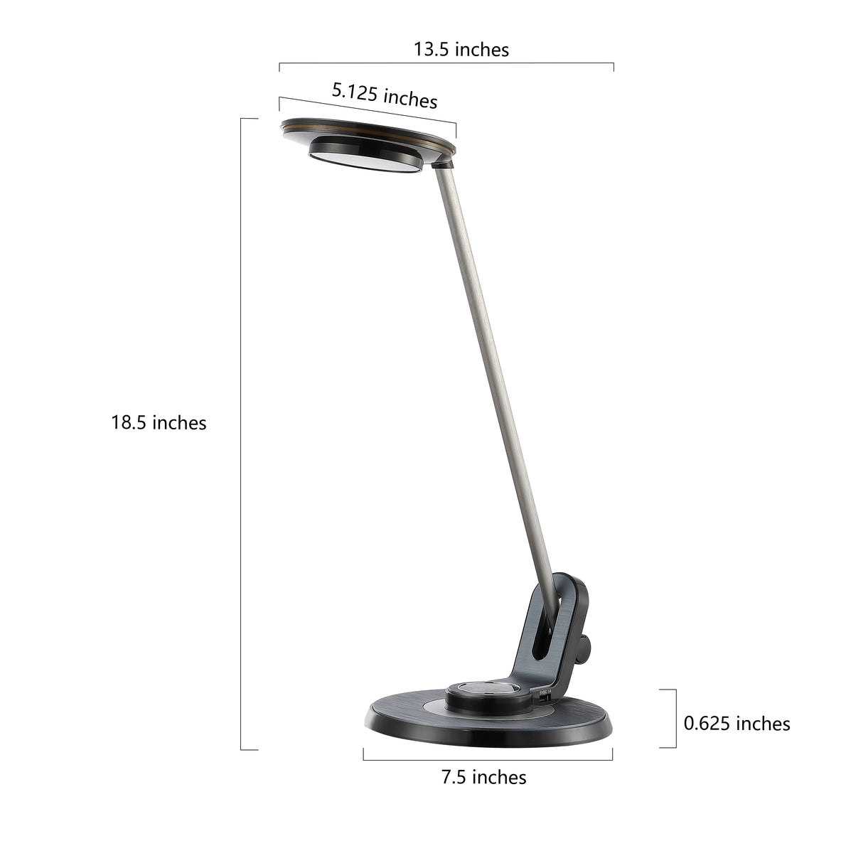 Dixon Aluminum Contemporary Minimalist Adjustable Dimmable USB Charging LED Task Lamp