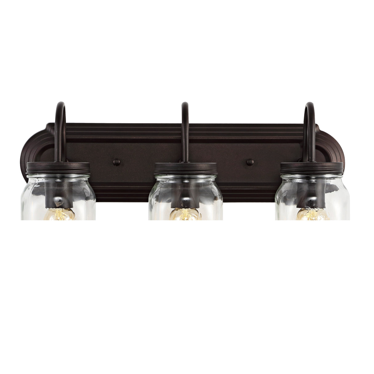 Gaines 3-Light Farmhouse Industrial Iron Mason Jar LED Vanity
