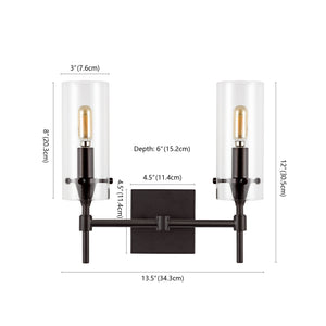 Cato 2-Light Bohemian Farmhouse Iron/Glass LED Vanity
