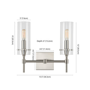 Cato 2-Light Modern Farmhouse Iron/Glass LED Vanity