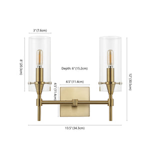Cato 2-Light Modern Farmhouse Iron/Glass LED Vanity