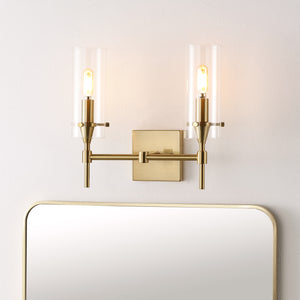 Cato 2-Light Modern Farmhouse Iron/Glass LED Vanity