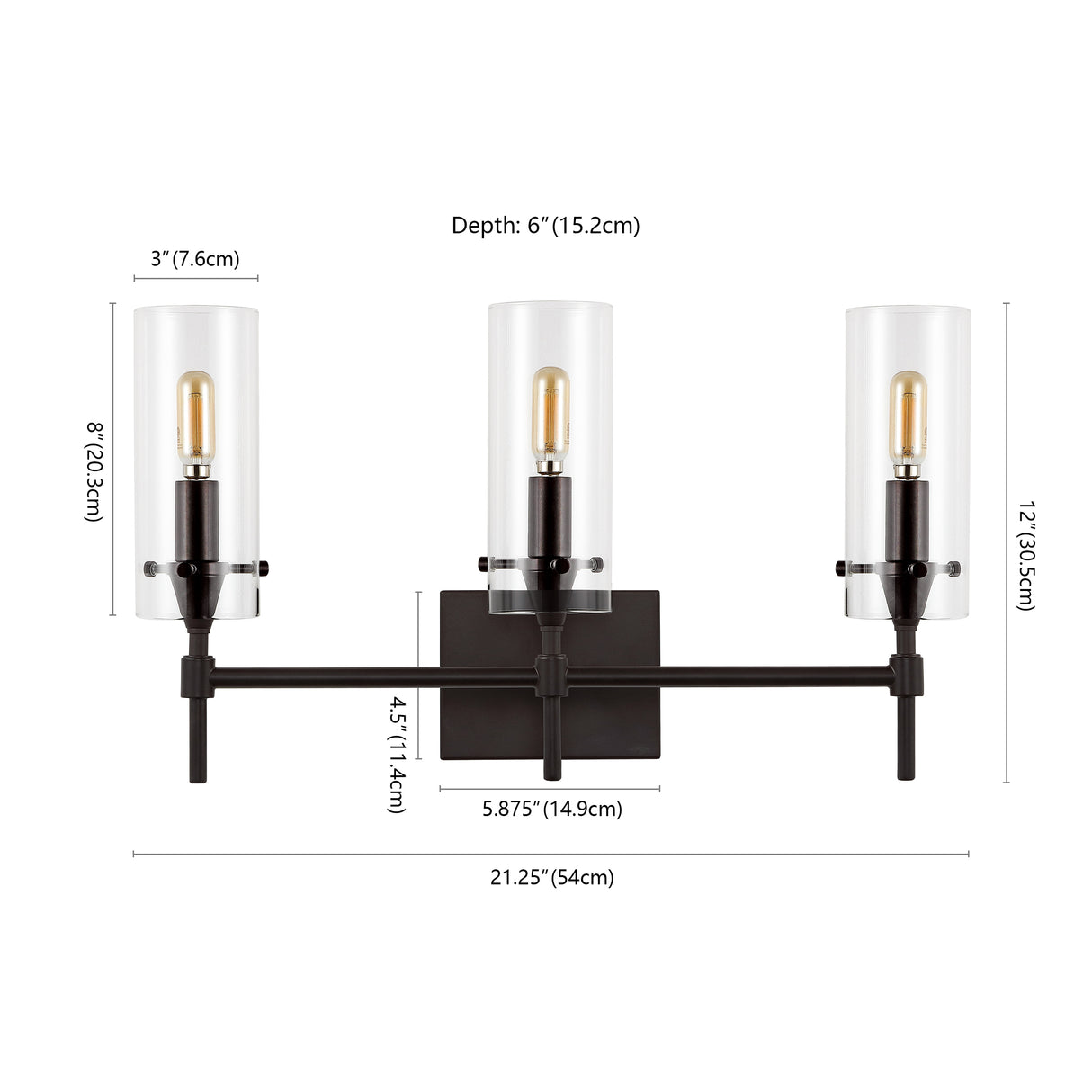 Cato 3-Light Modern Farmhouse Iron/Glass LED Vanity