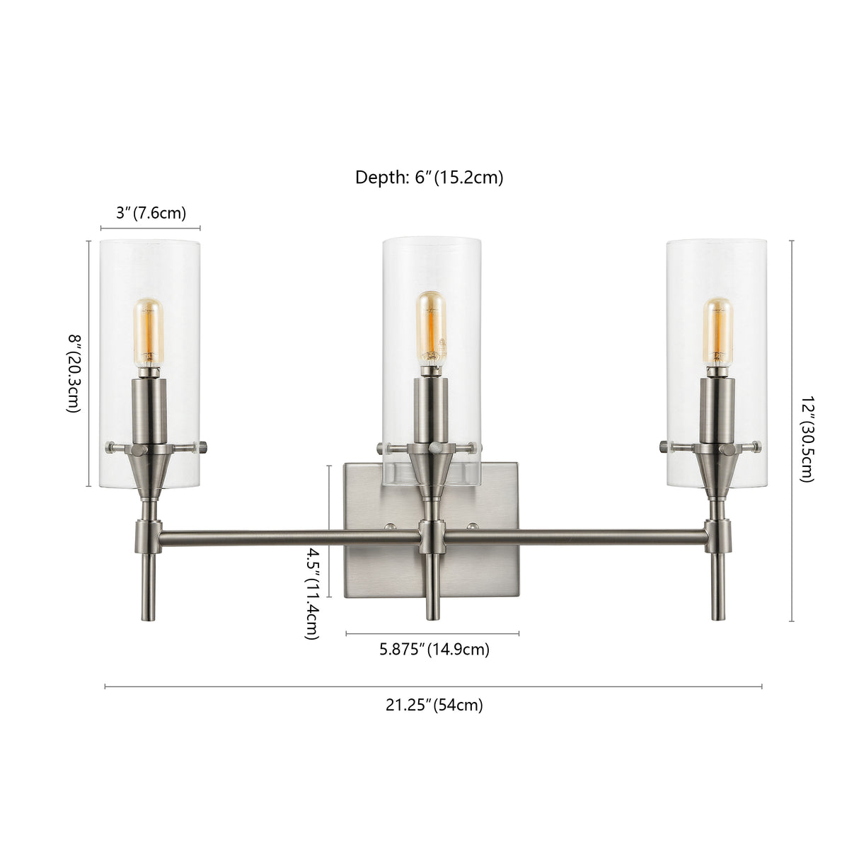 Cato 3-Light Modern Minimalist Iron/Glass LED Vanity
