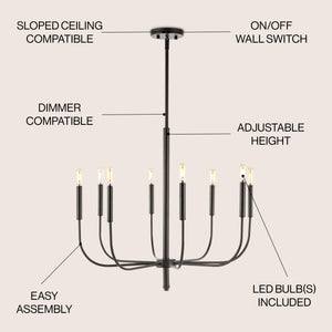 Amoros 8-Light Modern Mid-Century Iron LED Chandelier