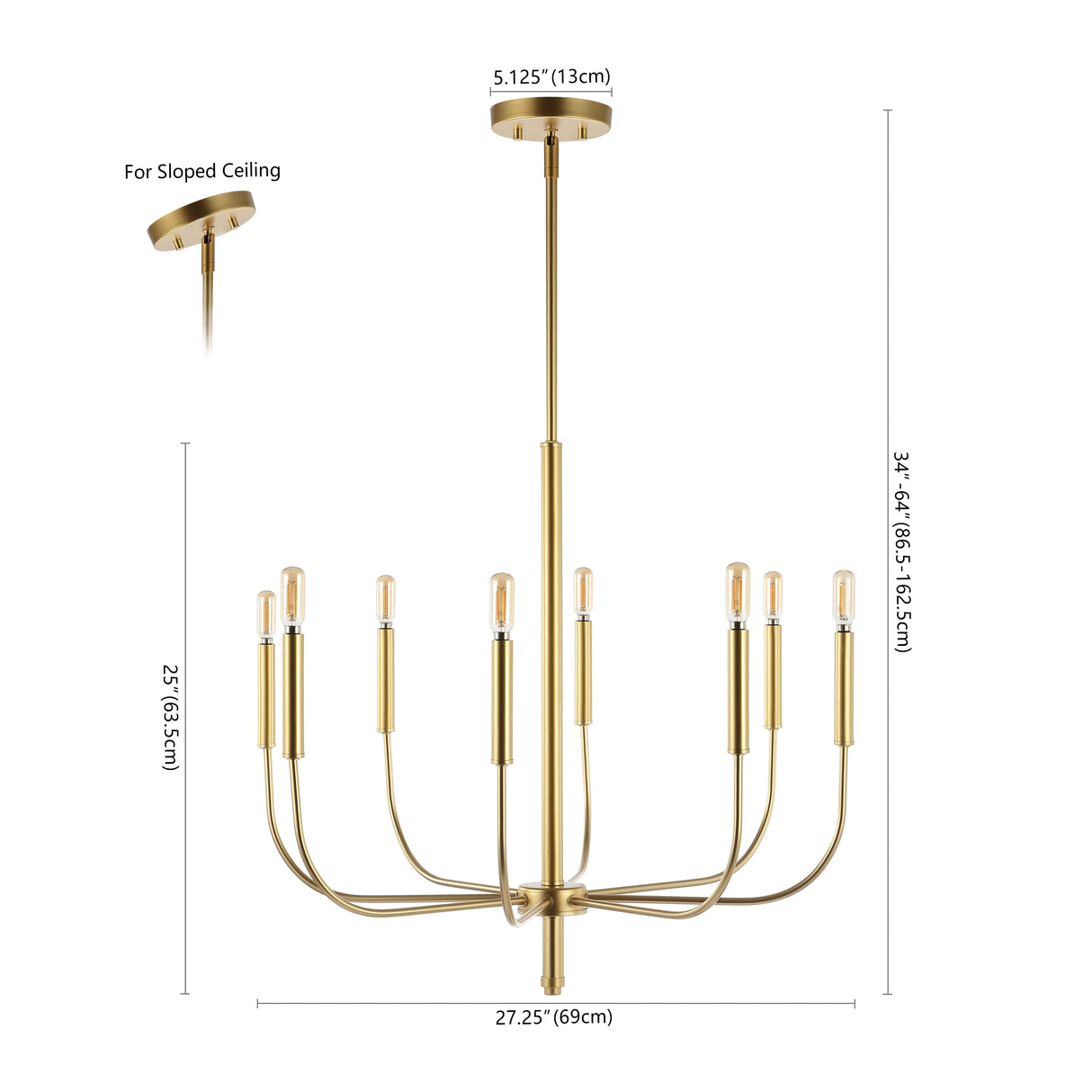Amoros 8-Light Modern Mid-Century Iron LED Chandelier