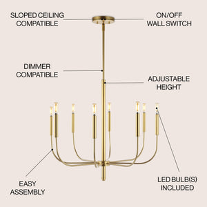 Amoros 8-Light Modern Mid-Century Iron LED Chandelier