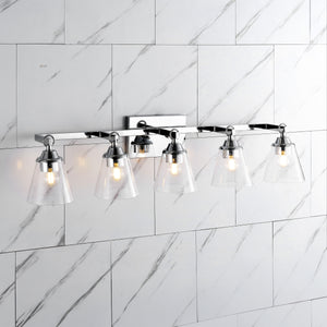 Marion 5-Light Hurricane Metal/Seeded Glass LED Vanity Light