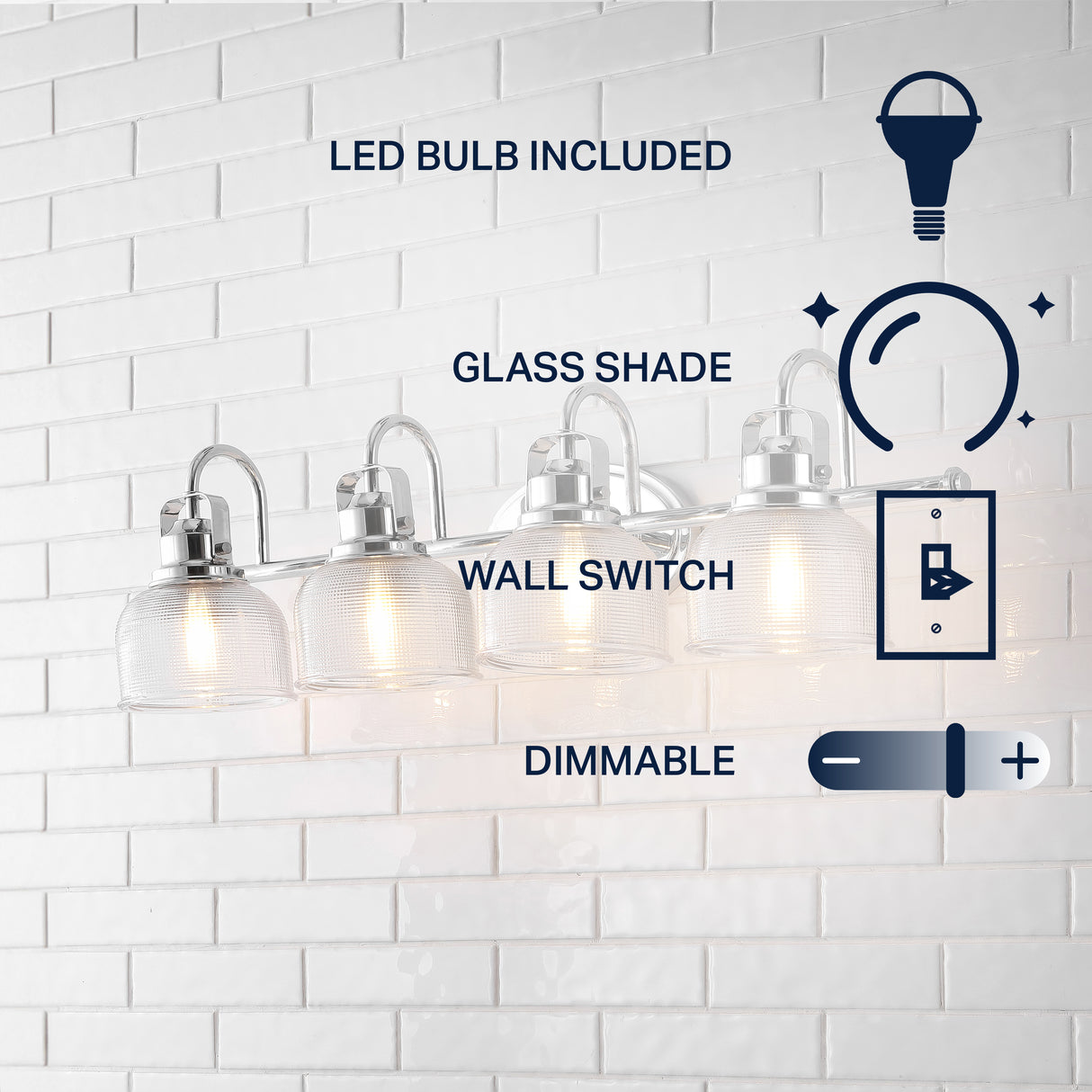 Virginia 4-Light Metal/Glass LED Vanity Light