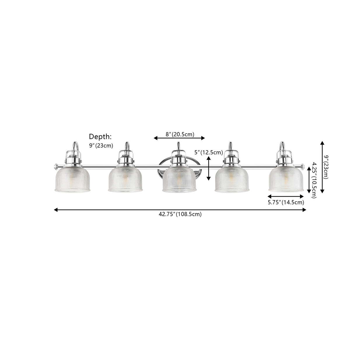 Virginia 5-Light Metal/Glass LED Vanity Light