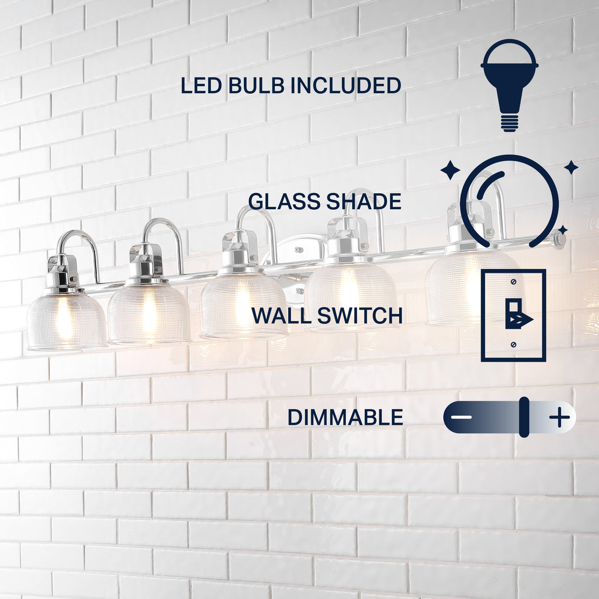 Virginia 5-Light Metal/Glass LED Vanity Light
