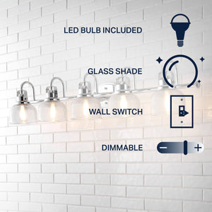 Virginia 5-Light Metal/Glass LED Vanity Light