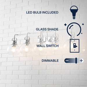 Shirley 5-Light Metal/Seeded Glass Vanity Light