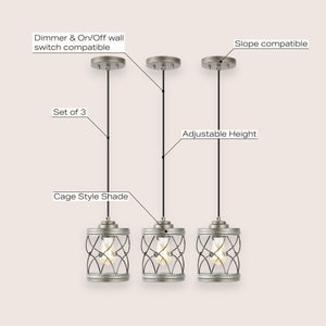 Marelle 1-Light Farmhouse Industrial Iron Filigree Caged Jar LED Pendant