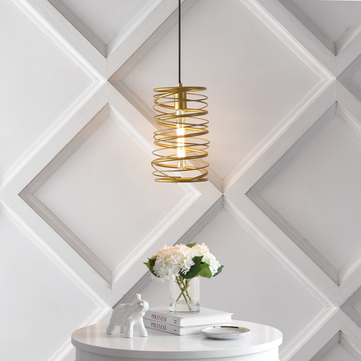 Helisa 1-Light Modern Contemporary Iron Spiral LED Pendant