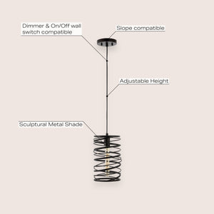 Helisa 1-Light Modern Contemporary Iron Spiral LED Pendant