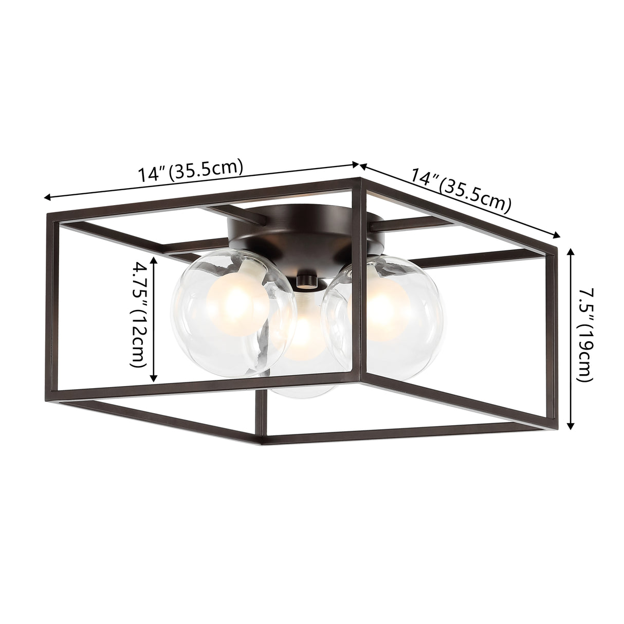Kyle 3-Light Modern Farmhouse Metal/Iron Open-Caged LED Flush Mount