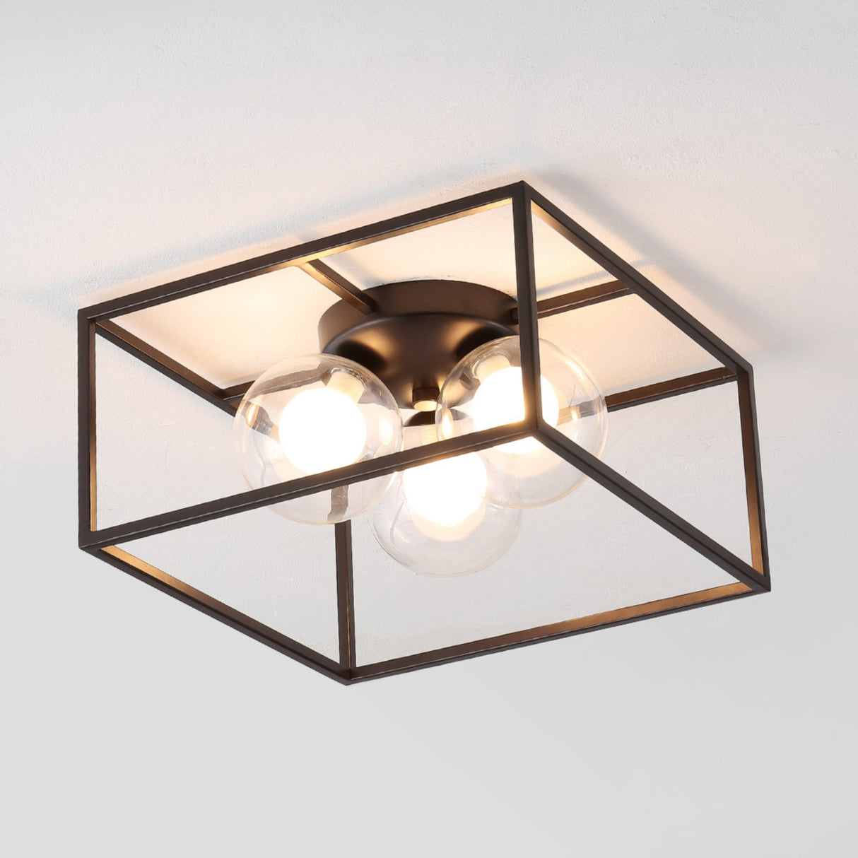 Kyle 3-Light Modern Farmhouse Metal/Iron Open-Caged LED Flush Mount