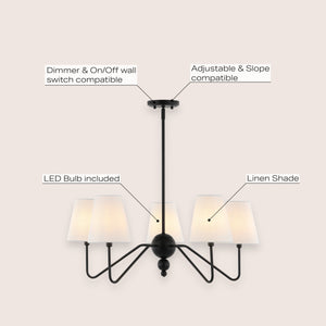 Skylar 5-Light Classic Minimalist Iron Inverted Gourd LED Chandelier