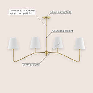 Signe 4-Light Classic Minimalist Iron Linear LED Pendant