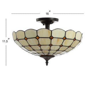 Jennifer Tiffany-Style Glass/Metal LED Semi-Flush Mount