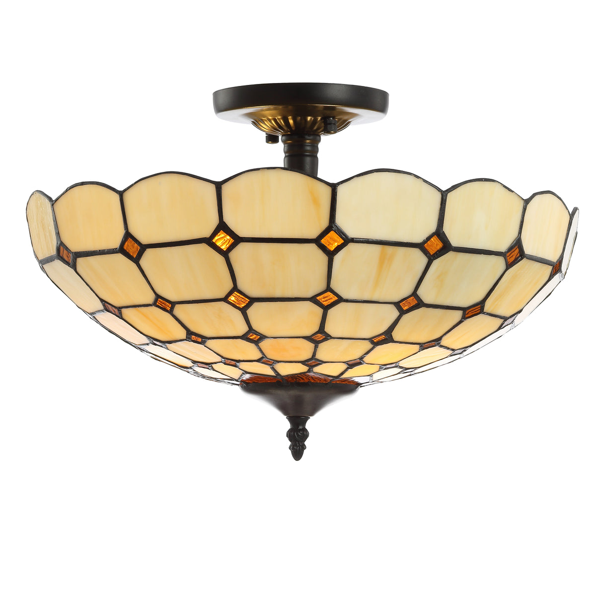 Jennifer-Tiffany-Style-Glass/Metal-LED-Semi-Flush-Mount-Flush-Mounts
