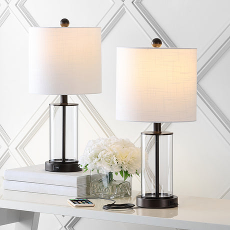 Abner glass modern contemporary usb charging led table lamp
