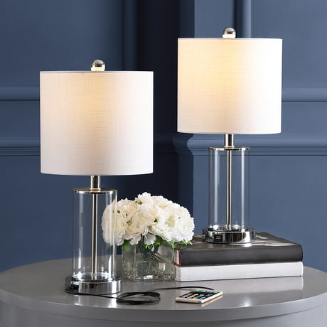 Abner glass modern contemporary usb charging led table lamp
