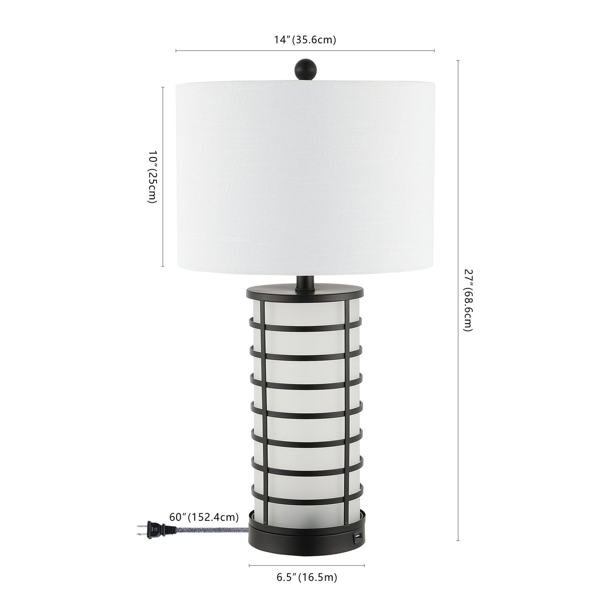 Jayce Modern Industrial Iron Nightlight LED Table Lamp with USB Charging Port