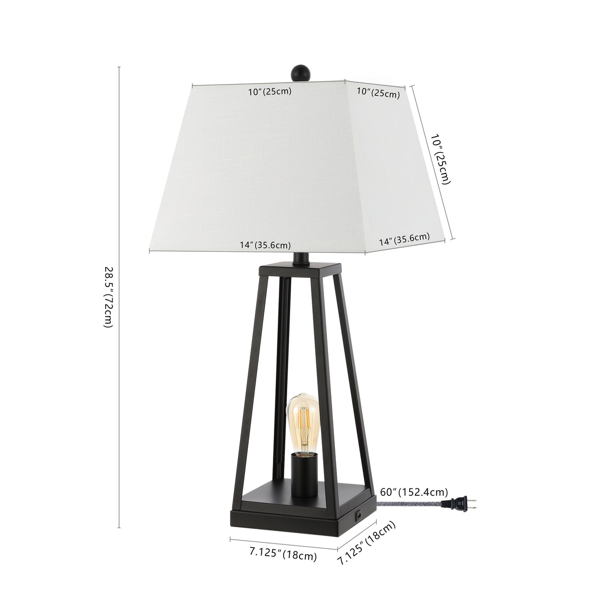 Waylon Classic Industrial Iron Nightlight LED Table Lamp with USB Charging Port