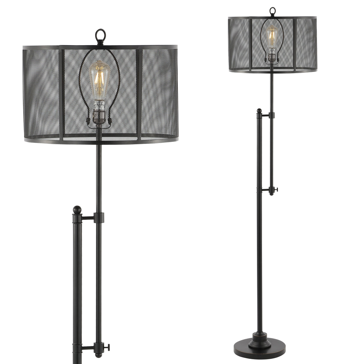Noah Modern Industrial Iron Height-Adjustable LED Floor Lamp