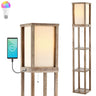 Etagere Rustic Bohemian Wooden LED 3-Shelf Floor Lamp with Pull-Chain