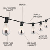 10-light indoor/outdoor rustic industrial incandescent c7 half-chrome bulb string lights