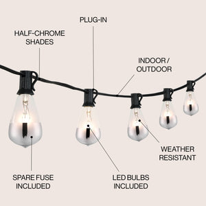 10-light indoor/outdoor rustic industrial incandescent c7 half-chrome bulb string lights