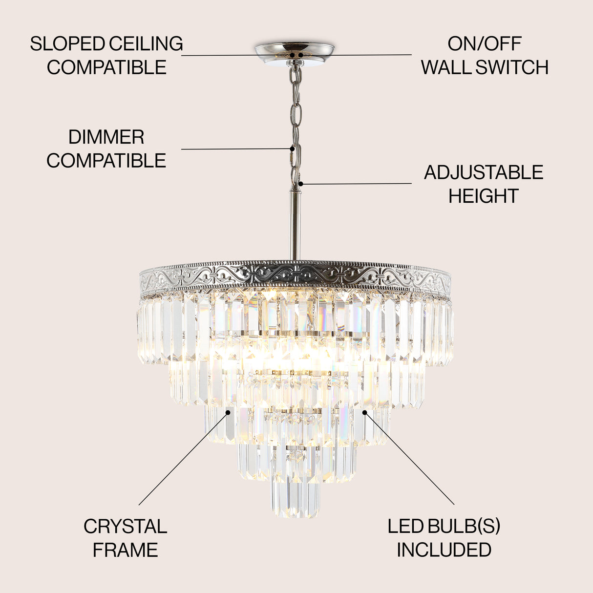 Wyatt 4-Light Crystal LED Chandelier