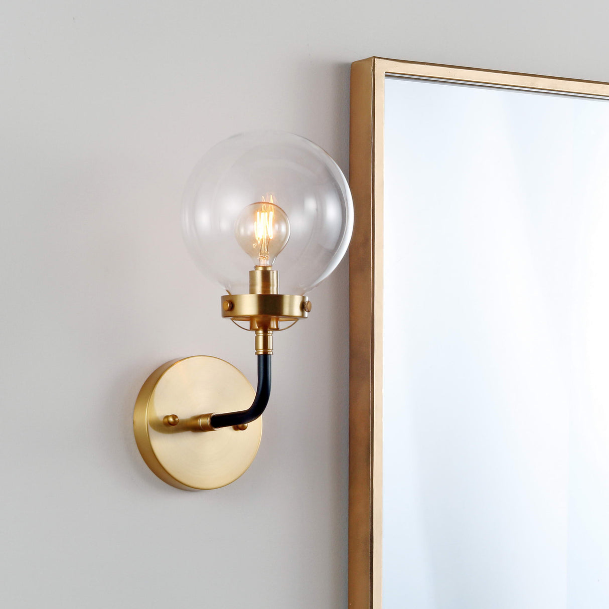 Caleb 1-Light Contemporary Transitional Iron/Glass LED Vanity Light