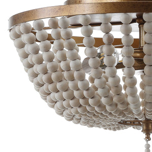 Allison 3-Light Shabby Chic Farmhouse Wood Beaded/Metal LED Flush Mount