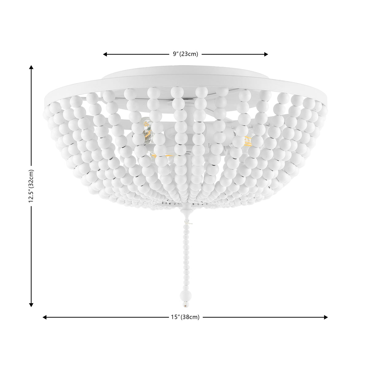 Allison 3-Light Shabby Chic Farmhouse Wood Beaded/Metal LED Flush Mount
