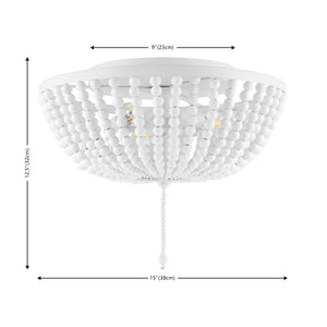 Allison 3-Light Shabby Chic Farmhouse Wood Beaded/Metal LED Flush Mount