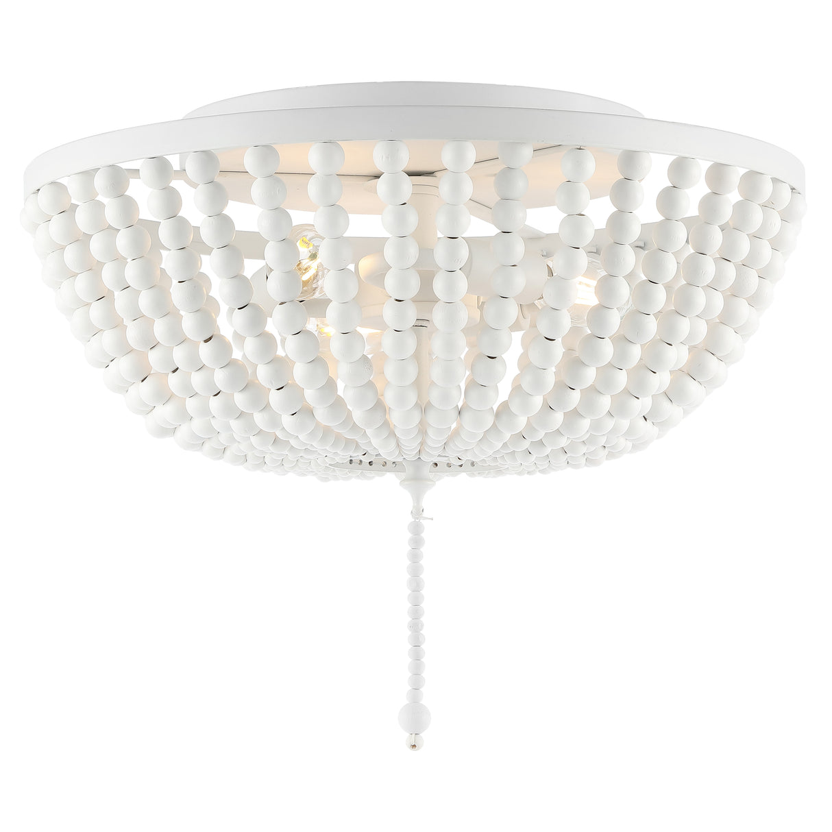 Allison 3-Light Shabby Chic Farmhouse Wood Beaded/Metal LED Flush Mount