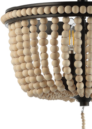 Allie Wood Beaded/Metal LED Semi Flush Mount