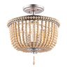 Allie 3-Light Bohemian Farmhouse Wood Bead/Iron LED Semi Flush Mount