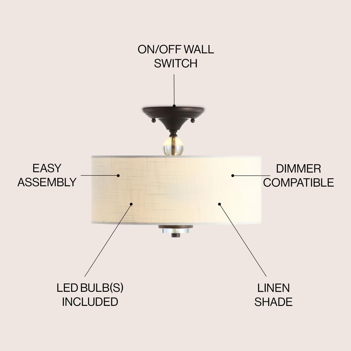 Marc Metal/Crystal LED Semi-Flush Mount