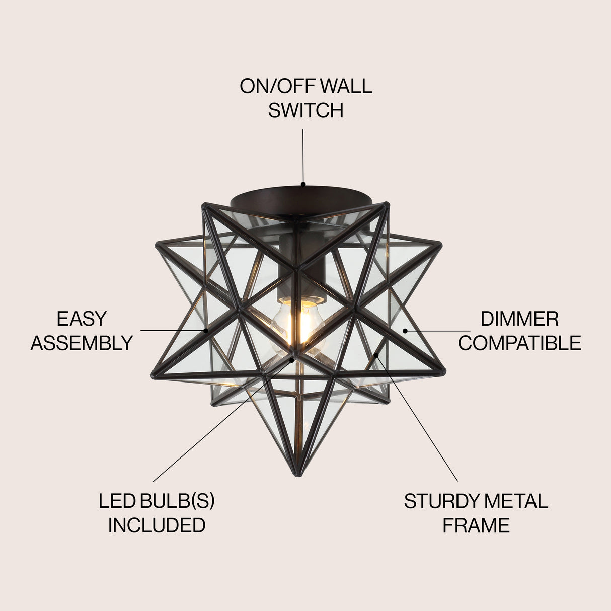 Stella Moravian Star Metal/Clear Glass LED Flush Mount