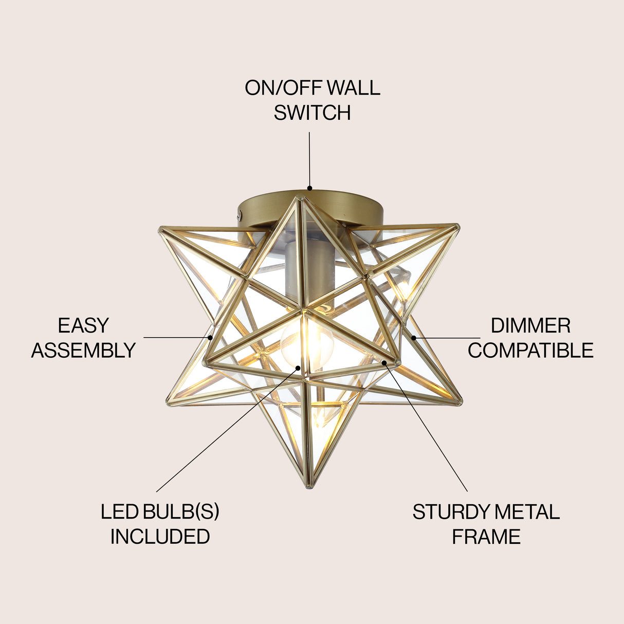 Stella Moravian Star Metal/Clear Glass LED Flush Mount