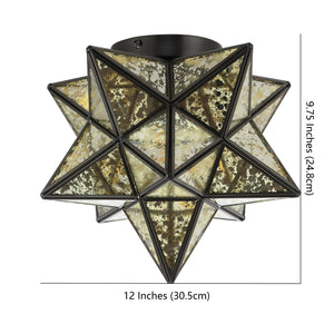 Stella Moravian Star Metal/Mercury Glass LED Flush Mount