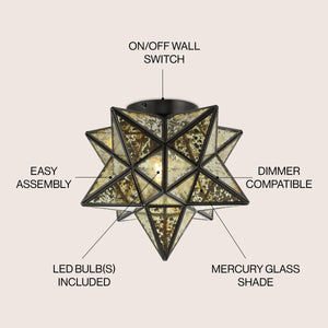 Stella Moravian Star Metal/Mercury Glass LED Flush Mount
