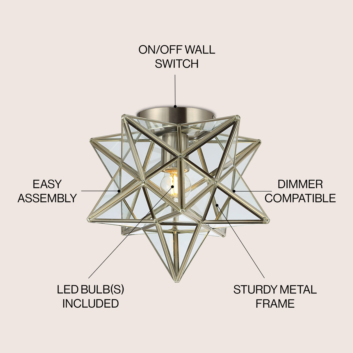 Stella Moravian Star Metal/Glass LED Flush Mount