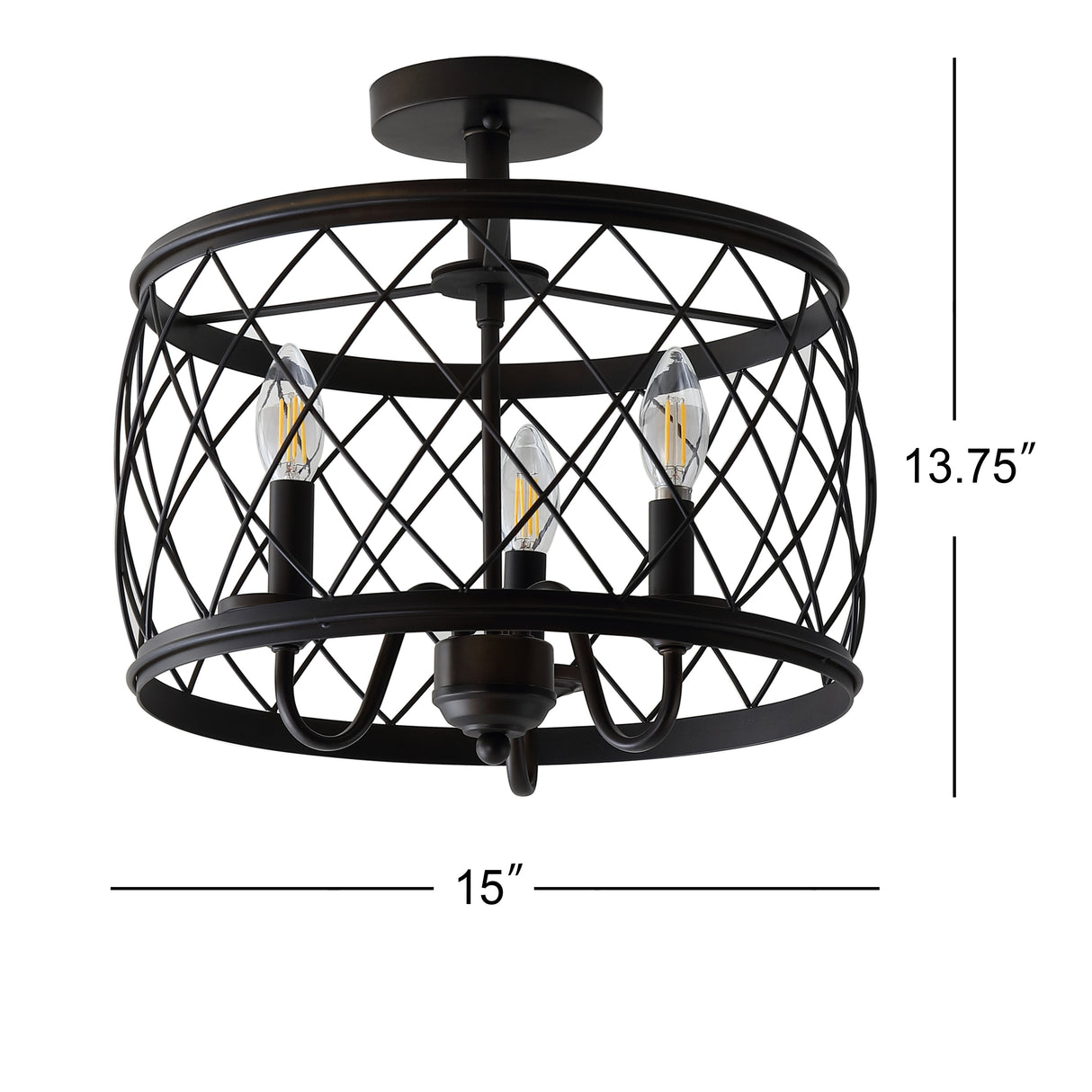 Eleanor 3-Light Metal LED Semi Flush Mount Ceiling Light
